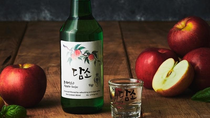 Rượu Soju Damso vị táo (Damso Apple Soju) 12% 360ml.