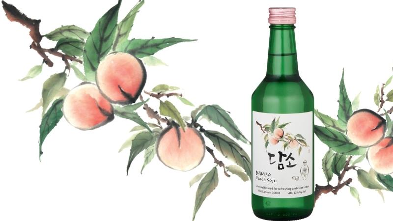 Rượu soju Damso vị đào (Damso Peach Soju) 12% 360ml.