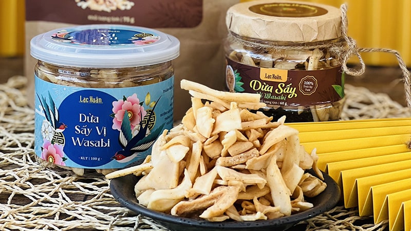 Dừa sấy vị wasabi Lạc Xuân.