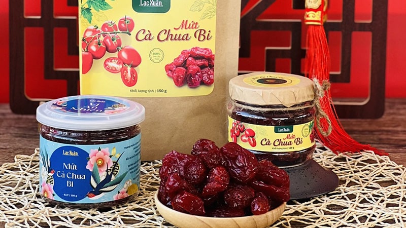 Mứt cà chua bi sấy dẻo lạc Xuân.