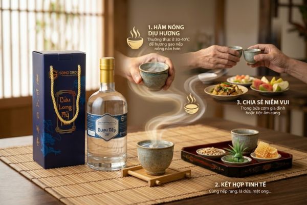 Rượu nếp Somo Gold được thưởng thức bằng nhiều cách khác nhau